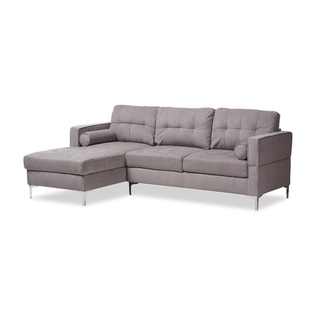 BAXTON STUDIO Mireille Modern Light Grey Upholstered Sectional Sofa 143-8107